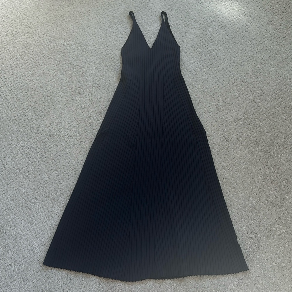 H&M Dark grey blue stretch midi dress size xs